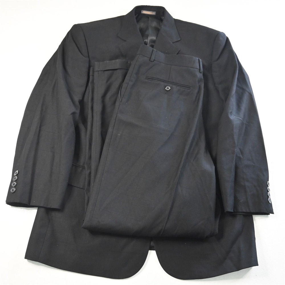 Zandello 42R 33x32 Black Windowpane Mens Jacket Pants Suit